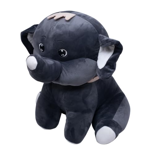 Image of (30 CM Stuffed Elephant Soft Toy Cute Animal Plush Teddy | Super Soft Cuddle Elephant Embrace Toy for Kids & Babies | Black Huggable Stuffed Animal Birthday Gift for Boys and Girls