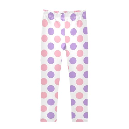 Violet Polka Pink Dots Girl's Leggings for Kids Toddler Girls Sweatpants Legging Pants Ballet Tights 4T