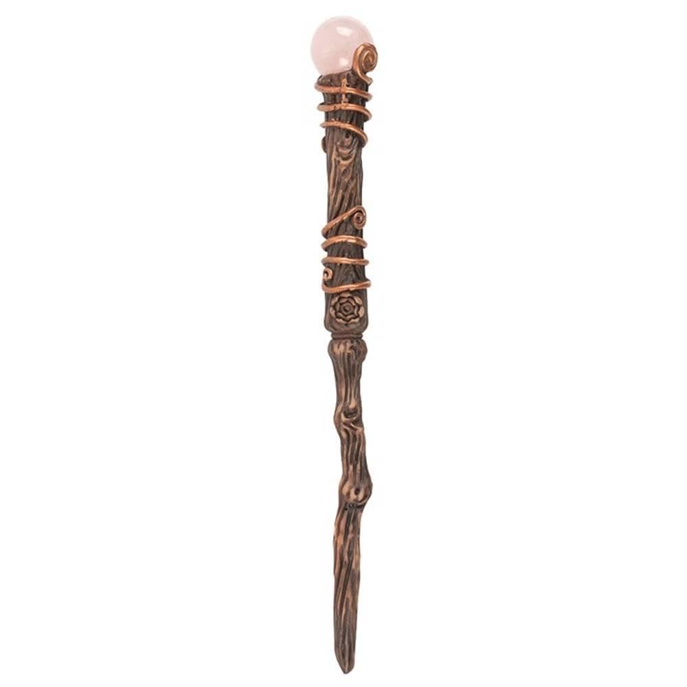 Blue Pirate Romance Rose Quartz Crystal Wand With Pouch