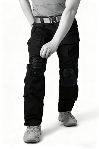 MERJAZ Men’s Tactical Pants with Knee Pads Water Resistant Cargo Pants Airsoft Paintball Military Hiking Pants No Belt Black 34 - Thumbnail 6