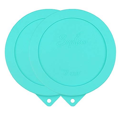 SOPHICO Mint Round Silicone Lids for Anchor Hocking & Pyrex 6/7 Cup Bowls (2-Pack)