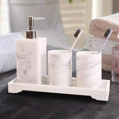 Support de brosse à dents et distributeur de savon effet marbre design