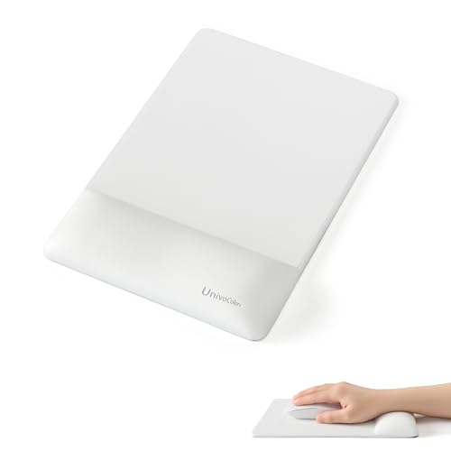 Image of Design-Wave Wrist Rest Mouce Pad,PE Mouse Sliding Panel+Artificial Sheepskin+Memory Foam+Ergonomic+Anti-Slip Gel,Resilience Support During Work and Gaming,Mouce Accessory,White