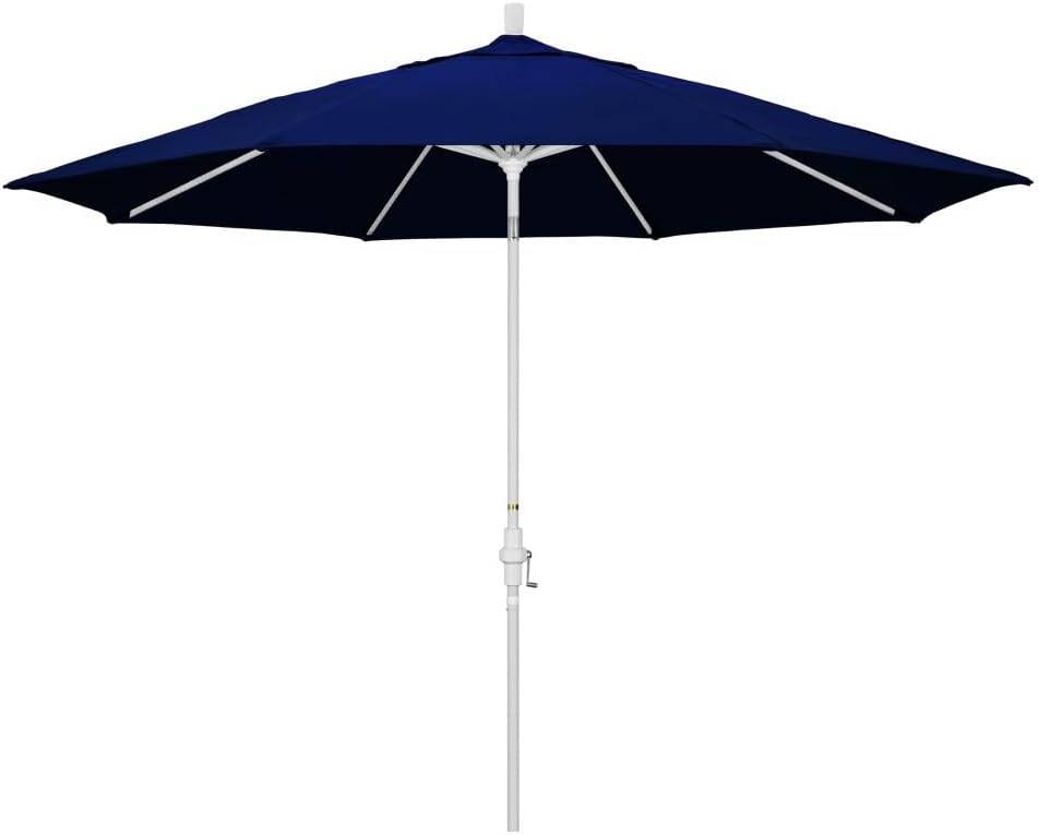 California Umbrella 11' Round Aluminum Market Umbrella, Crank Lift, Collar Tilt, Bronze Pole