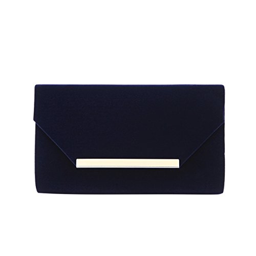 Bolsa de mão TrendsBlue elegante de veludo de cor sólida com embreagem para noite – Diff Colors, Azul marino, One Size