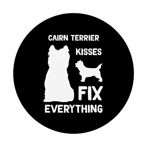 Cairn Terrier kisses fix everything Cairn Terrier mom PopSockets Swappable PopGrip, Black - Image 3