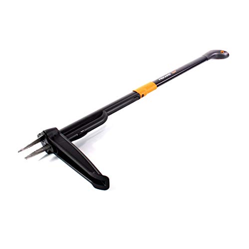 Fiskars Xact Weed Puller, Length: 1 m, Stainless Steel Handle/Plastic Handle, Black/Orange, 1020126
