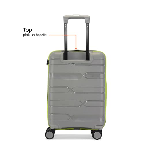 Image of Nasher Miles Cannes Hard-Sided Polypropylene Cabin Luggage 20 inch | 55cm | 8 Wheels Small Trolley Bag for Travel | Suitcase (Grey Neon Green)