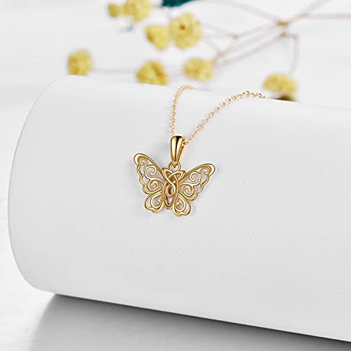KECHO 14k Yellow Gold Butterfly Jewelry for Women Fine Gold Filigree Celtic Knot Jewelry Gifts for Her3