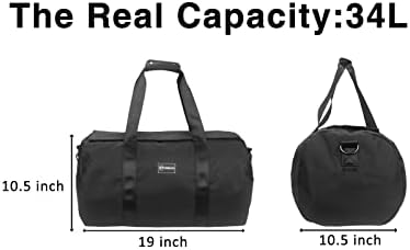 FIREDOG Large Duffel Bag with Lock, Smell Proof Duffel Bag for Travel Carry-on Bag Men and Women, Black/34.0L 7 FIREDOG Large Duffel Bag with Lock, Smell Proof Duffel Bag for Travel Carry-on Bag Men and Women, Black/34.0L