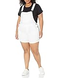 COVER GIRL Women's Juniors Cute Denim Overall Shorts Slim fit Bib Strap Sexy, White, Large
