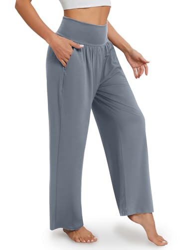 Image of Gracyoga Wide Leg Yoga Pants for Women Casual Loose Cozy Sweatpants High Waisted Lounge Pajama Flowy Pants With Pockets