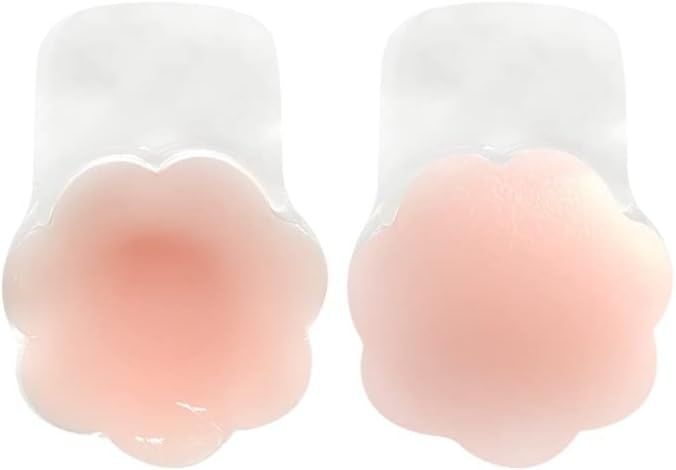 Cubiertas sin pezones de silicona para mujer, pezón, pezón, pétalos de pasta, reutilizable, adhesivo invisible, sin espalda, sin tirantes, para