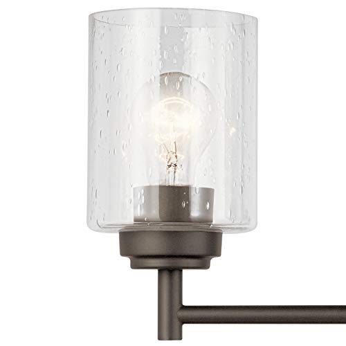 Image of Kichler Winslow 21.5 inch Vanity Light in Olde Bronze, 3-Light Transitional Bathroom Light with Clear Seeded Glass. (21.5 inch W x 9.25 inch H), 45886OZ