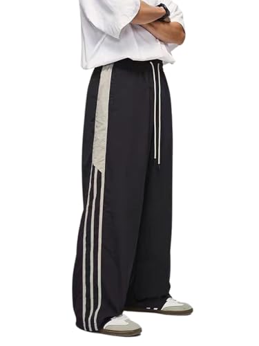 Stripes Track Pants Women Y2k Parachute Pants Mens Baggy Wide Leg Sweatpants Cargo Jogger Pants