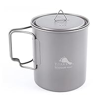 TOAKS Titan 750 ml Backpacking Camping Topf Ultraleichte Kochutensilien mit Deckel und Klappgriff