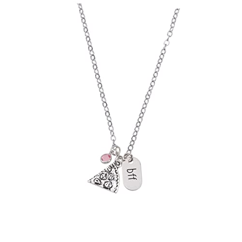 GALPADA Collier Amitié Alliage avec Pendentif Pizza pour Pull Femme et Amies Rose