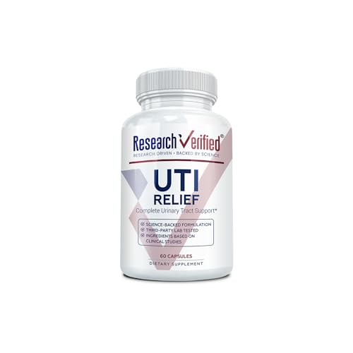 Research Verified UTI Relief - Urinary Tract Support Supplement - 100% Natural, Vegan with Lingonberry, Cranberry & D-Mannose - 1 Bottle (1 Month Supply)
