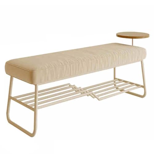 Banc à chaussures d'entrée blanc 60cm compact avec assise capitonnée
