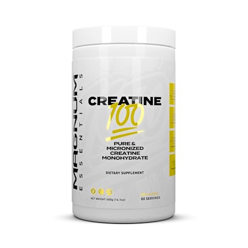 MAGNUM ESSENTIALS Magnum Nutraceuticals 100 Micronized Creatine - 80 Servings, High Purity Creatine Monohydrate and Fast Absorption for Fuer