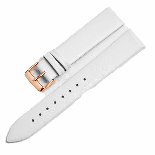 Bracelet de montre cuir blanc 16mm ultra fin pour boucle ardillon CK K2Y211 K2M23