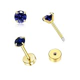 Flat Back Stud Earrings: You will receive 1 pairs of high-quality CZ earrings. You can wear them in your cartilage piercings, like a tragus, conch, daith, helix or your standard lobe piercing. There are 7 colors and 2/3/4mm size for you choose Minima...