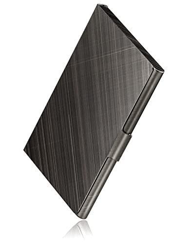 MaxGear Metal Business Card Holder for Women & Men, Pocket Business Card Case Slim Business Card Wallet Business Card Holders Name Card Holder, 3.7 x 2.3 x 0.3 inches, Stainless Steel, Metallic Grid