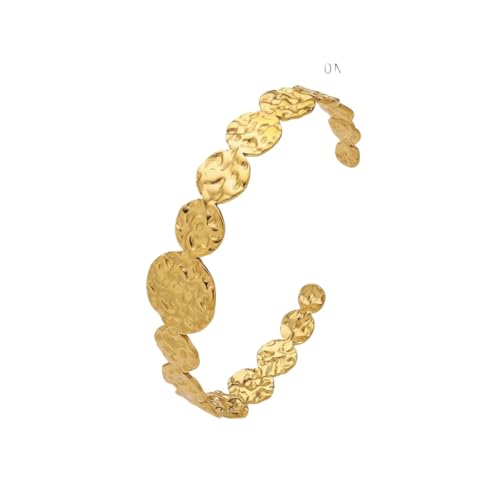 New 2026 Vintage Stainless Steel Cuff Bracelet 18K Gold Plated Waterproof Bangle For Women Trendy Jewelry Gifts Adjustable Fashion Accessories Creative Gift