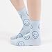 kikiya socks Women Cute Crew | 6 Pairs Smiley Face Print Happy Smile Pattern with Pastel Color Polka Dots Preppy Pink Design Daily Trouser Boot Cotton Socks | Womens Ladies Girls Gift | Big Smile C