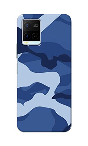 Image of Printed Hard Back Cover Case for Vivo Y21 | Y21T | Y21s | Y21e | Y21A | Y21G Back Cover (Army Blue Pattern) -702