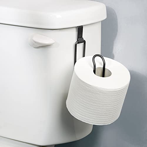 Mdesign Metal Over The Tank Toilet Tissue Paper Roll Holder Dispenser And Reserve For Bathroom Storage And Organization - Hanging, Holds 1 Roll - Matte Black #TOP2