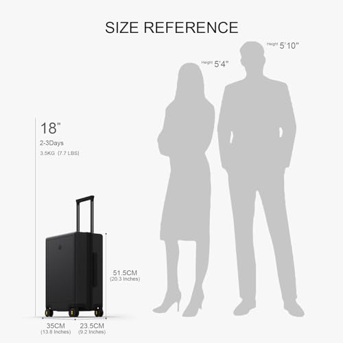 LEVEL8 Carry on Luggage for Airplanes, 18-Inch Small Carry on Suitcases with Wheels, Lightweight Hardside Luminous Textured Luggage, TSA Approved, Black by LEVEL8 - Used condition - Image 9