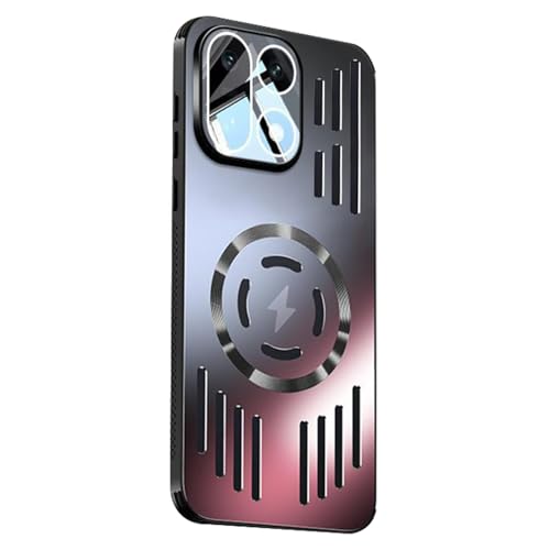 For OnePlus 15�p ���^���P�[�X ? �q��@�O���[�h�A���~�� �}�O�l�b�g�����M�A�[�}�[�P�[�X�i�����Y�ی�J�o�[�t���j,Black