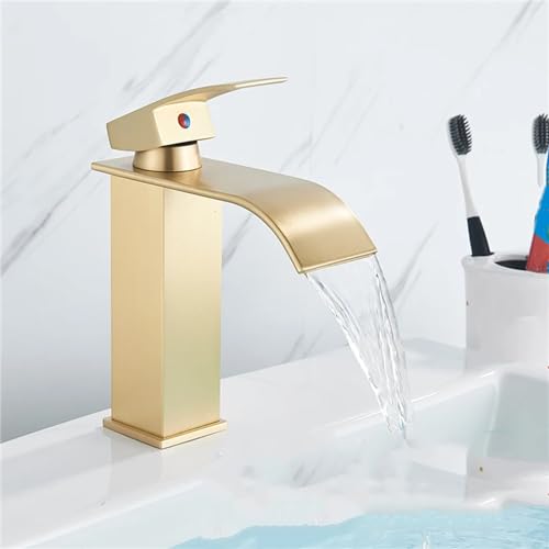 Robinet de salle de bain cascade noir et or mitigeur lavabo eau chaude froide MMW