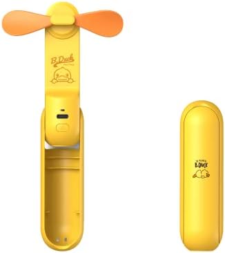 JISULIFE Portable Handheld Fan, Mini Pocket Hand Fan, Small Battery Operated 14-21 hours, USB Rechargeable Foldable Fan, Quiet Personal Fan with Power Bank, Flashlight for Indoor, Outdoor - Yellow