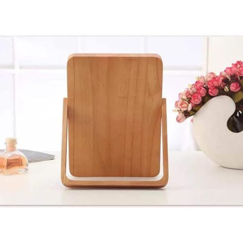 Espejo de maquillaje rectangular de madera con soporte estable CAXUSD para tocador 5