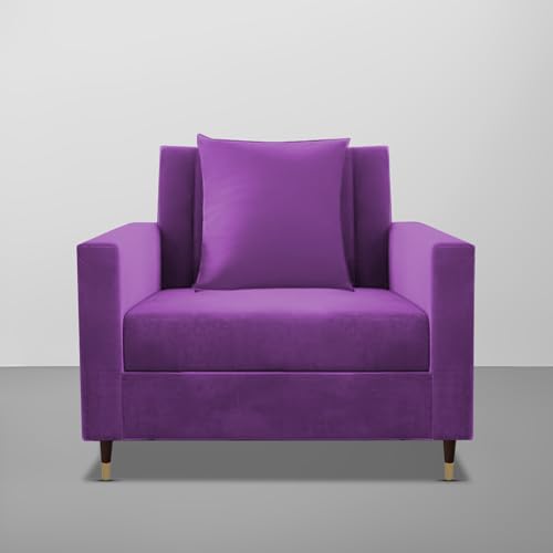 Image of Casaliving Garcia 1 Seater Sofa Set for Living Room (Purple in Colour) Premium Fabric Sofa