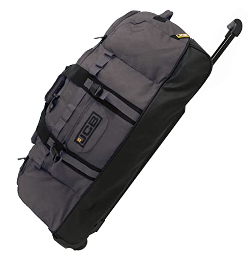 JCB - Sac de sport, base en polyuréthane résistant à l’eau, polyester 1 000 deniers, idéal pour la gym, pour un week-end, gris, Wheeled