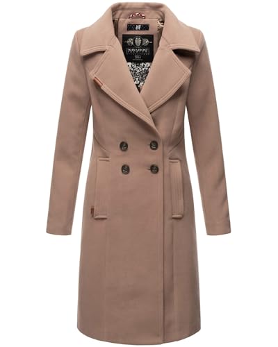 Navahoo Damen Mantel Trenchcoat Winterjacke Wintermantel B661 [B661-Wool-Taupe-Gr.3XL]