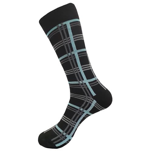 LIGHT BLUE Color Dress Socks Cotton 3 Pairs Formal & Casual Stripes 10-133