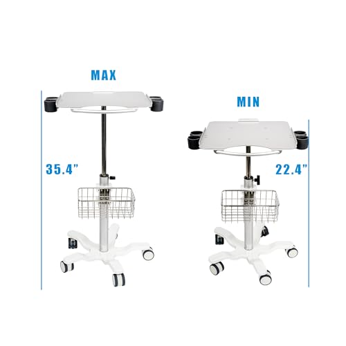 image for POCHAR Medical Mobile Trolley Cart with Wheels - Height Adjustable Sta