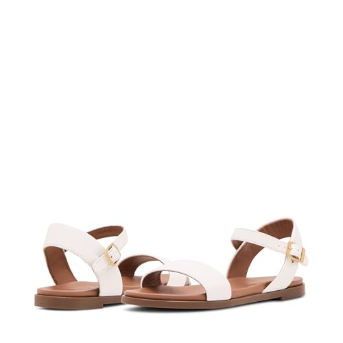 Steve Madden Women's Dina Flat Sandal, White Leather, 9.5 by Steve Madden - Used condition - Image 3