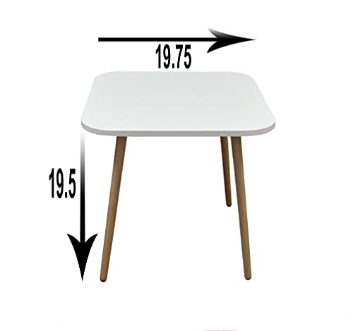 Decomil - Modern Square Side Table, End Table For Small Places, Living Room, Office, Balcony, Industrial End Table For Coffee, Laptop - White #TOP3