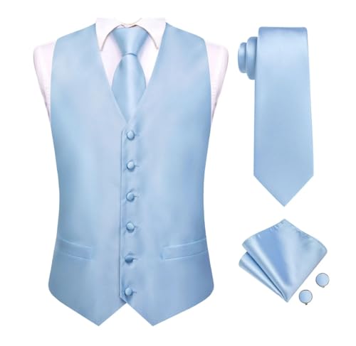 Men's Party Occasion Silk Vest and Tie Set Formal Outfit with Pocket Accessories