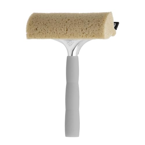 Apex Rasqueta limpiacristales con Esponja y Goma, Estructura de Metal, Mango ergonómico, Casquillo para Mango de Escoba, quizzo Cristales 20 cm
