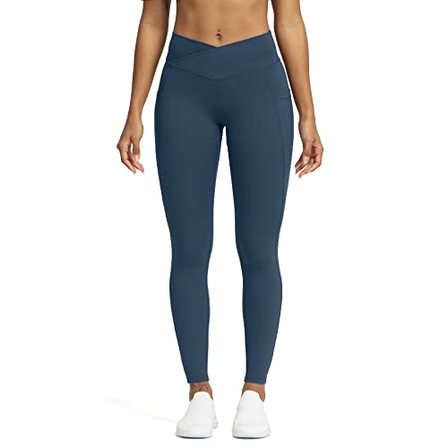 Aoxjox Trinity Yogahose mit hoher Taille und Taschen für Damen, Bauchkontrolle, Crossover-Taille, Workout-Leggings, Blaubeer, S Cover