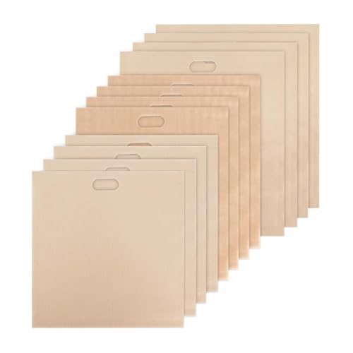 Juego de 12 bolsas de tostadora reutilizables, antiadherentes para sándwich y pizza, resistentes al calor hasta 260 °C, lavables para microondas, horno, parrilla, bolsas para tostadas, aptas para