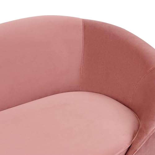 Beliani 3er Sofa Samt rosa gebogen oval mit goldenen Metallbeinen Retro Glamourös Savar – Bild 7