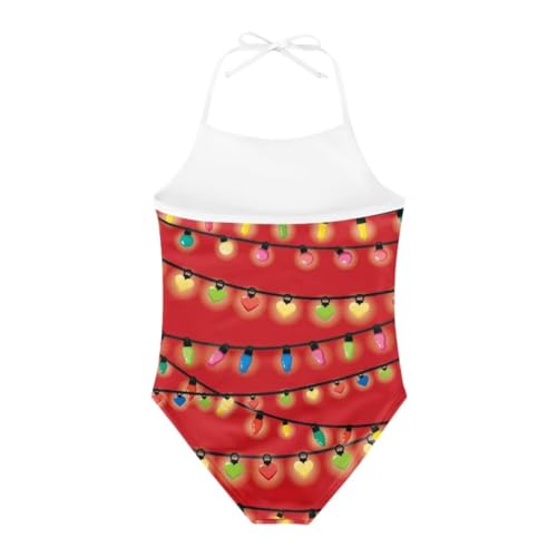 Image of Christmas Kids One-Piece Halter Swimsuits Beach Swimwear Bathing Suit for 3-10 Years Girls