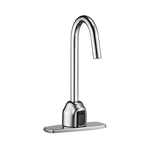 Sloan Valve EBF-750-4 Optima Plus Battery Powered Sensor Activated Electronic Gooseneck Hand Washing Faucet with Trim Plate, Chrome